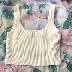 Princess Polly White Ribbed Cropped Tank (size XS/S)